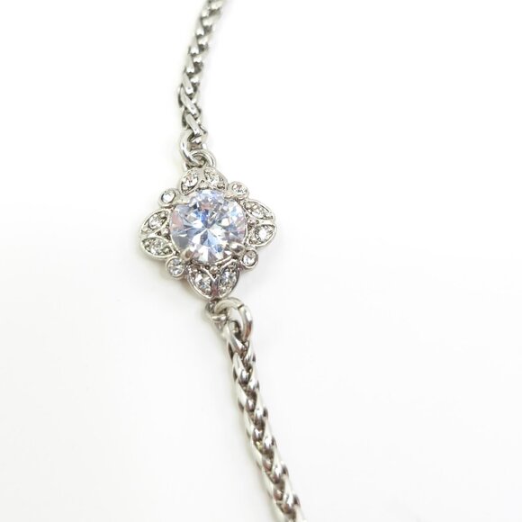 Womens Silver Chain and Rhinestone Necklace - Picture 4 of 7